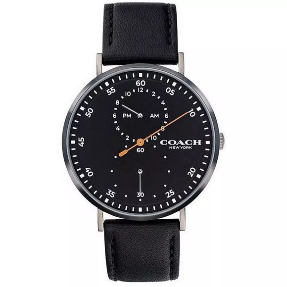 Coach Charles Black Dial Leather Strap Quartz 14602476 Mens Watch New - Picture 1 of 7